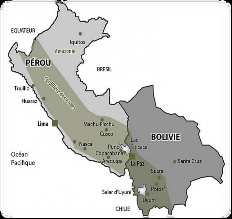 Localisation séjour organisé Du Pérou à la Bolivie