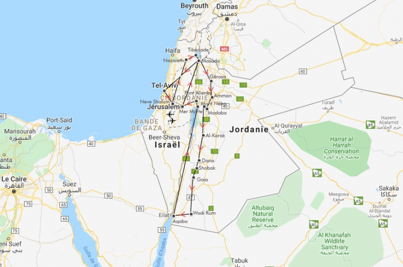 Localisation séjour organisé Israël - Jordanie