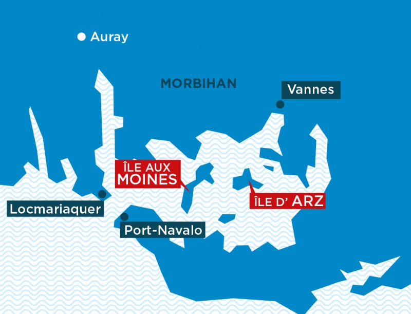 Localisation séjour organisé Vannes et le Golfe du Morbihan