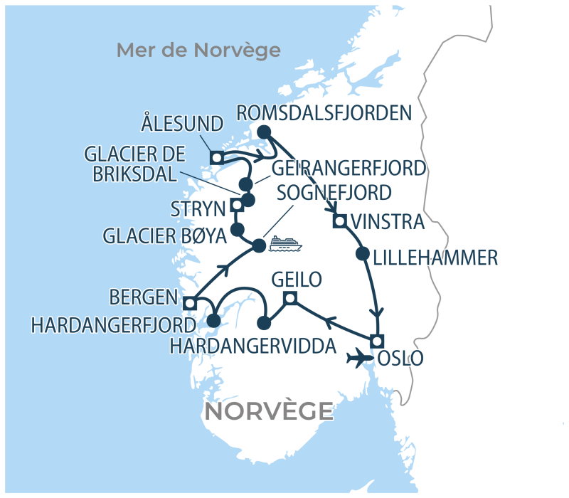 Localisation séjour organisé La Norvège