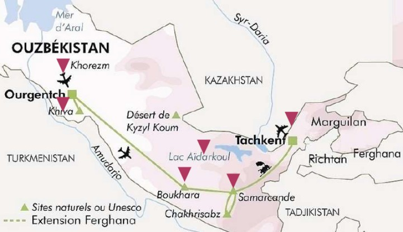 Localisation séjour organisé Ouzbekistan