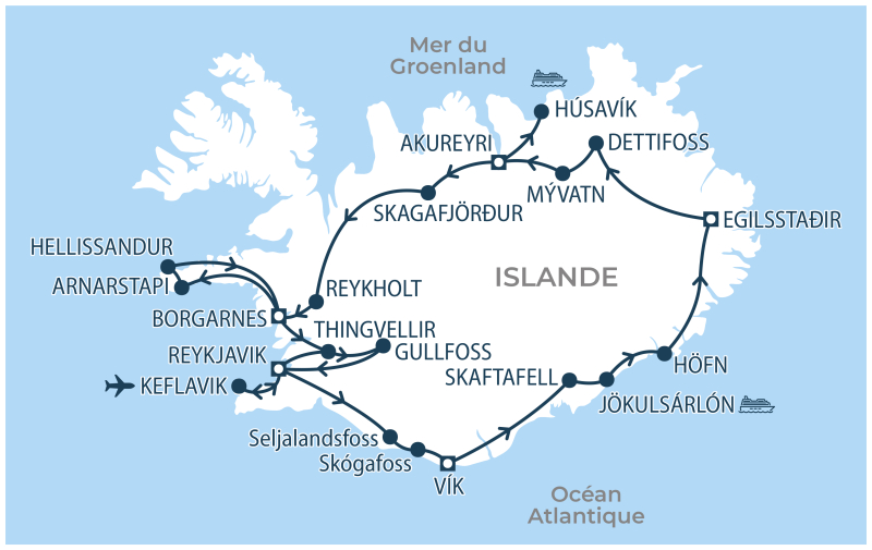 Localisation séjour organisé Grand Tour d'ISLANDE