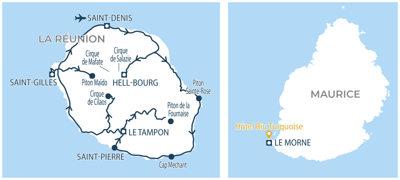 Localisation séjour organisé Île de la Réunion et île Maurice