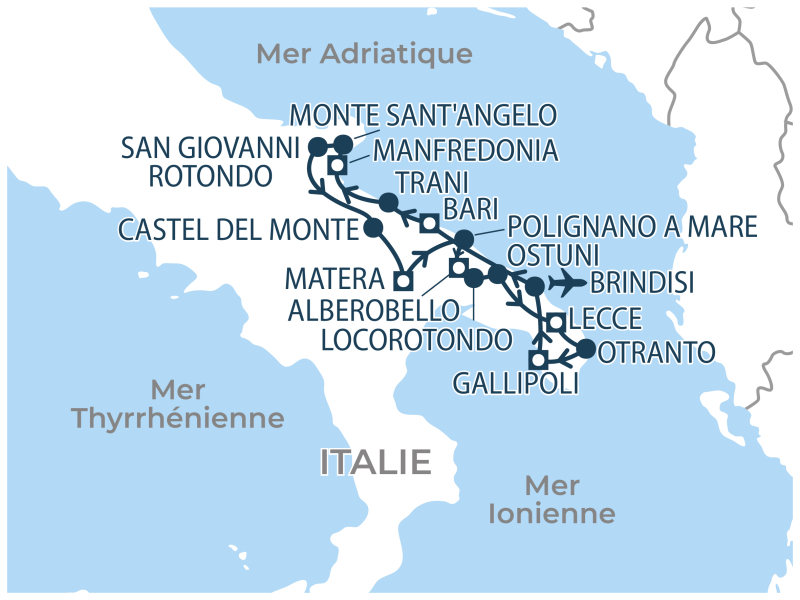 Localisation séjour organisé Italie - Les Pouilles - Club d'ARGENTRE DU PLESSIS