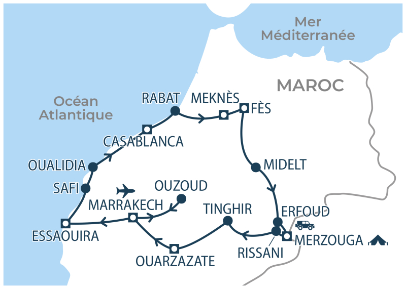 Localisation séjour organisé Grand tour du Maroc