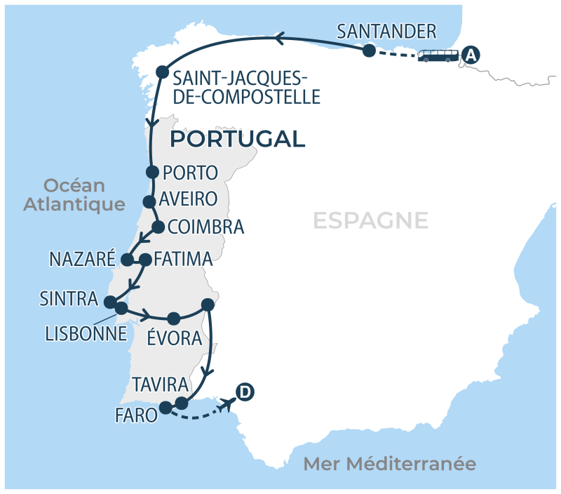 Localisation séjour organisé VOTRE PROGRAMME : Portugal du Nord au Sud