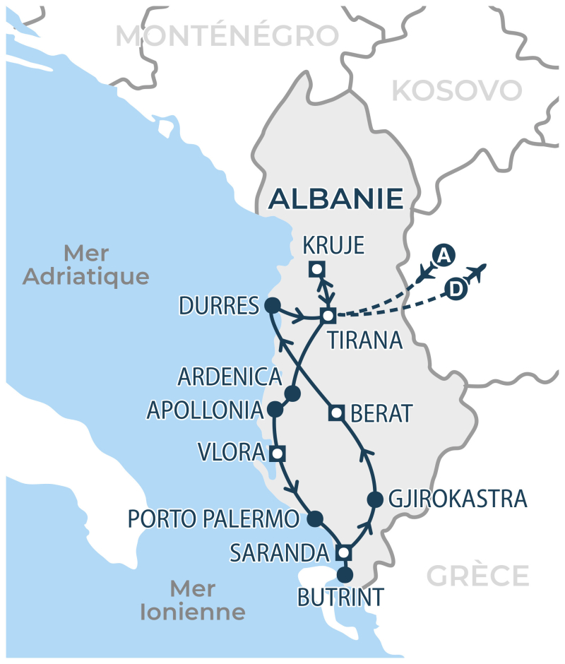 Localisation séjour organisé Albanie