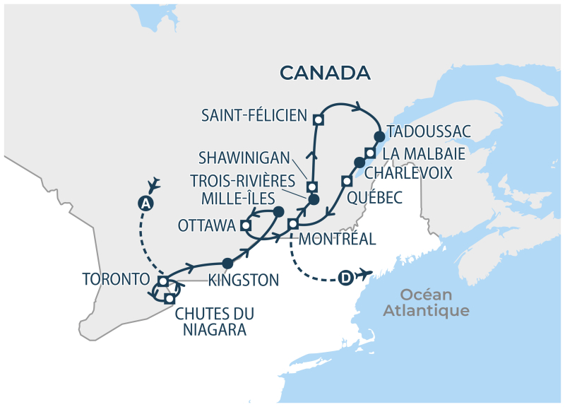 Localisation séjour organisé Canada